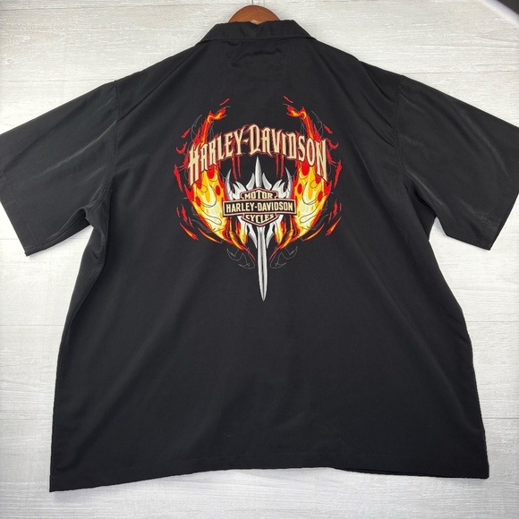 2008 Harley-Davidson Black Button-Up Shirt with Graphic on the Back Mens 3XL - Picture 7 of 10